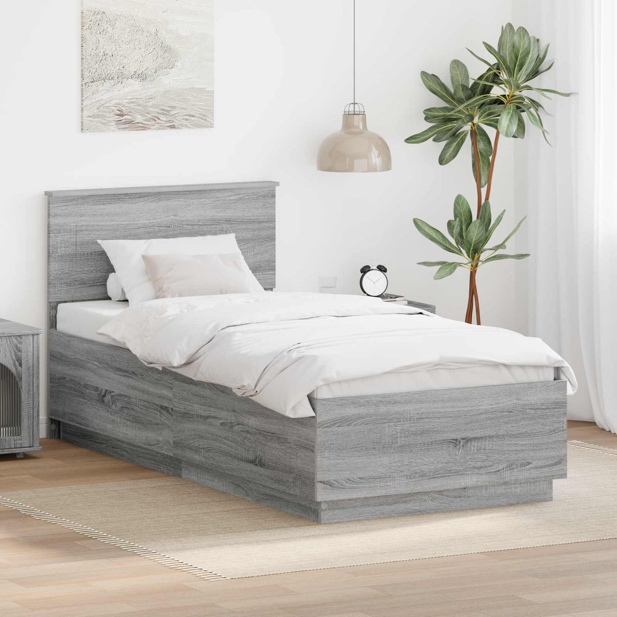 Bed Frame Engineered Wood Length Grey Sonoma