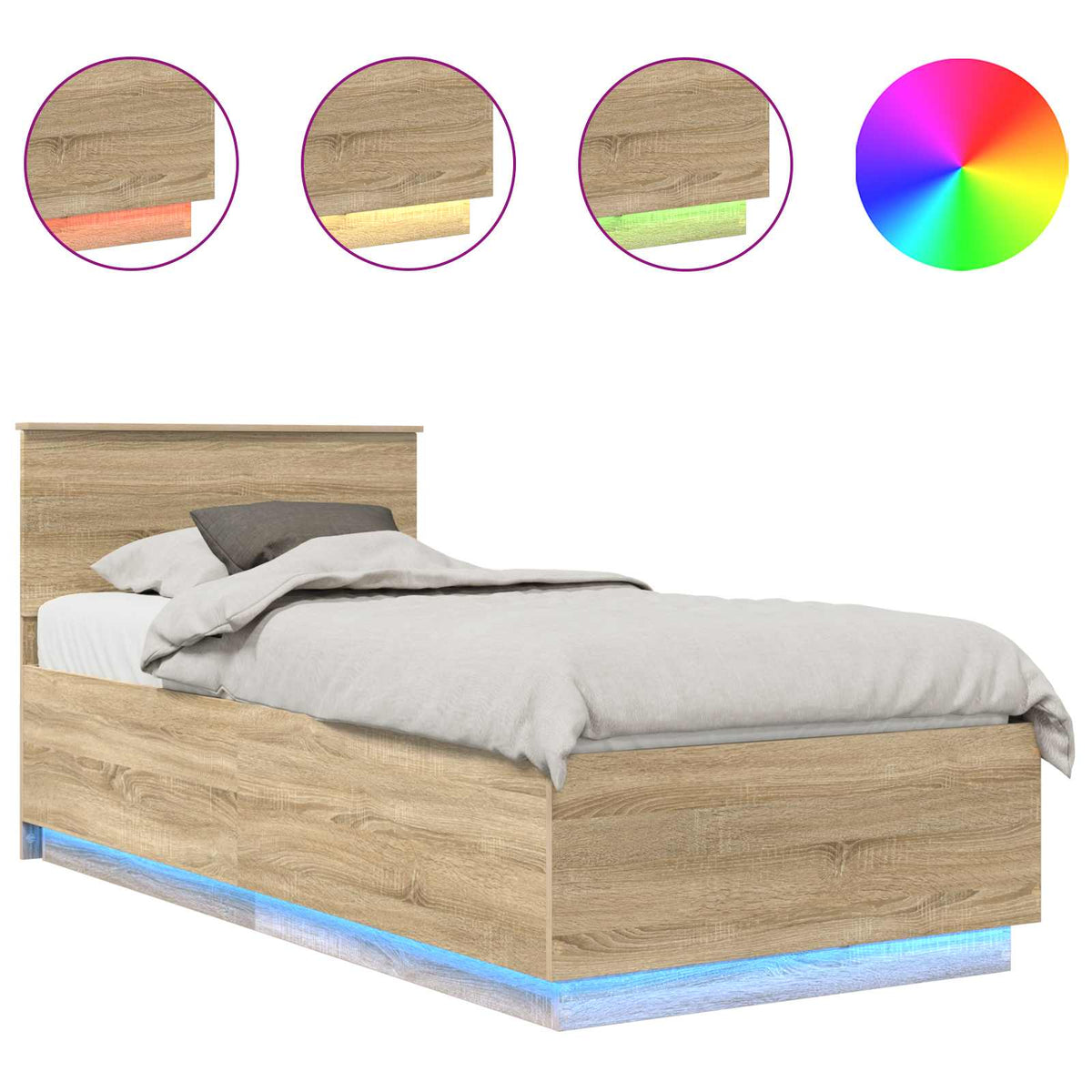 Bed Frame Engineered Wood Length 190 cm Sonoma oak 75 cm