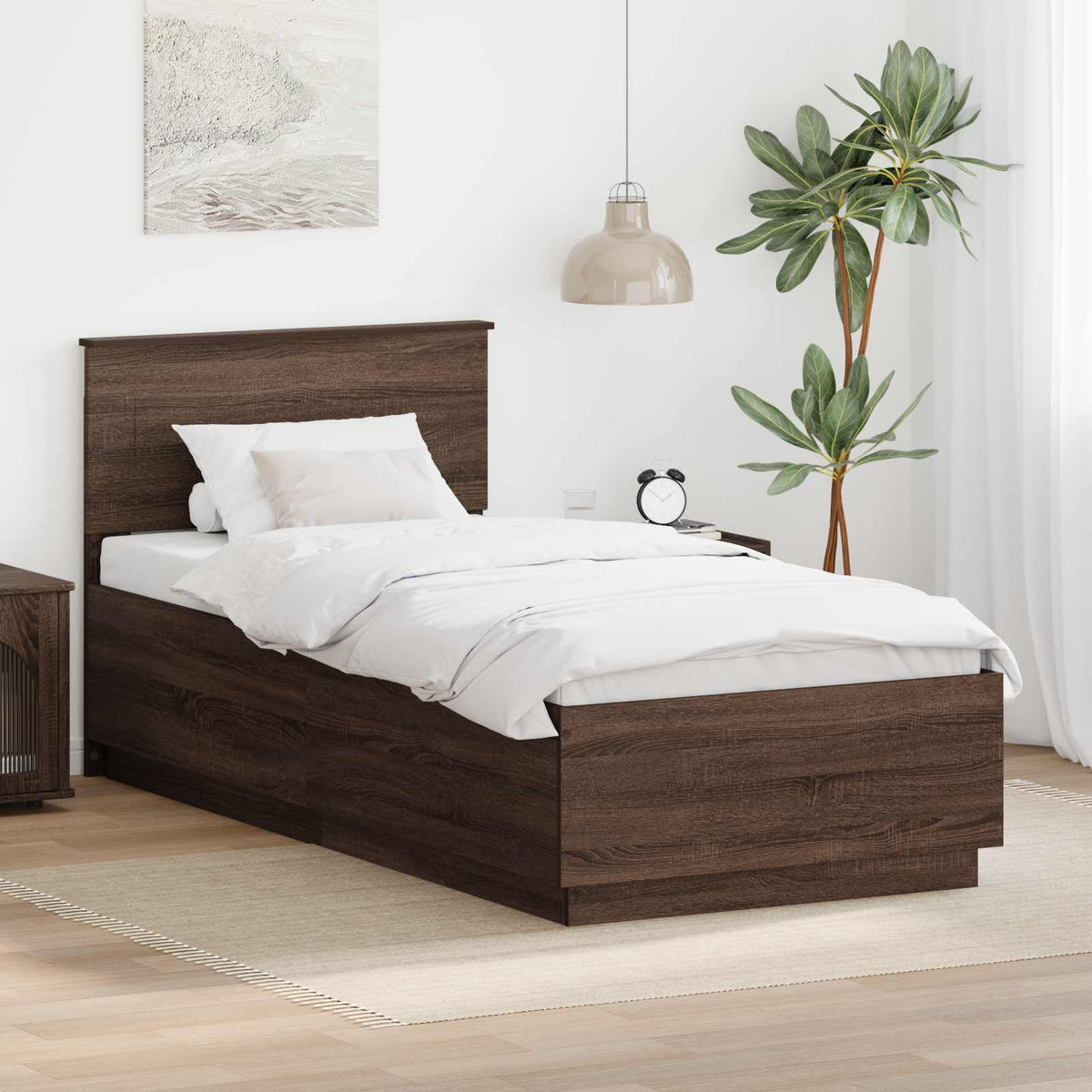Bed Frame Engineered Wood Length 190 cm Brown oak 75 cm