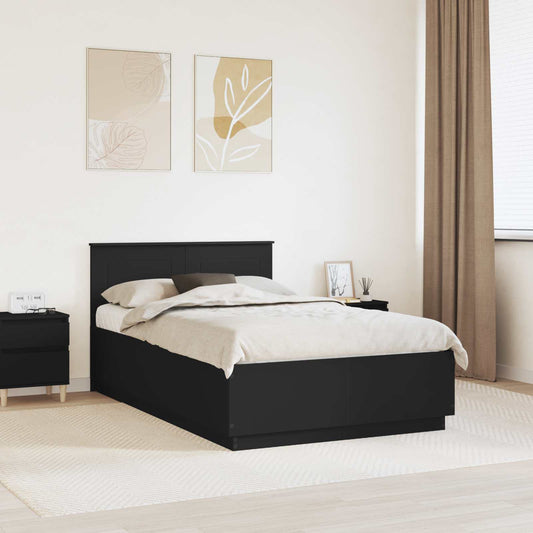 Bed Frame 135 x 190 cm Engineered Wood Black