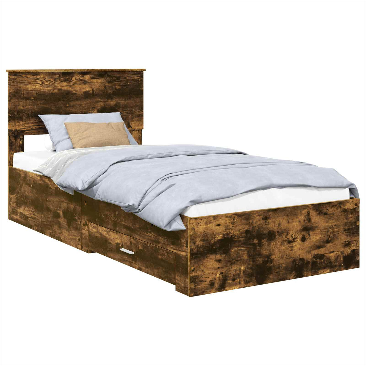 Bed Frame Engineered Wood Length 200 cm Smoked Oak 100 cm