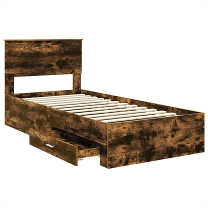 Bed Frame Engineered Wood Length 200 cm Smoked Oak 100 cm