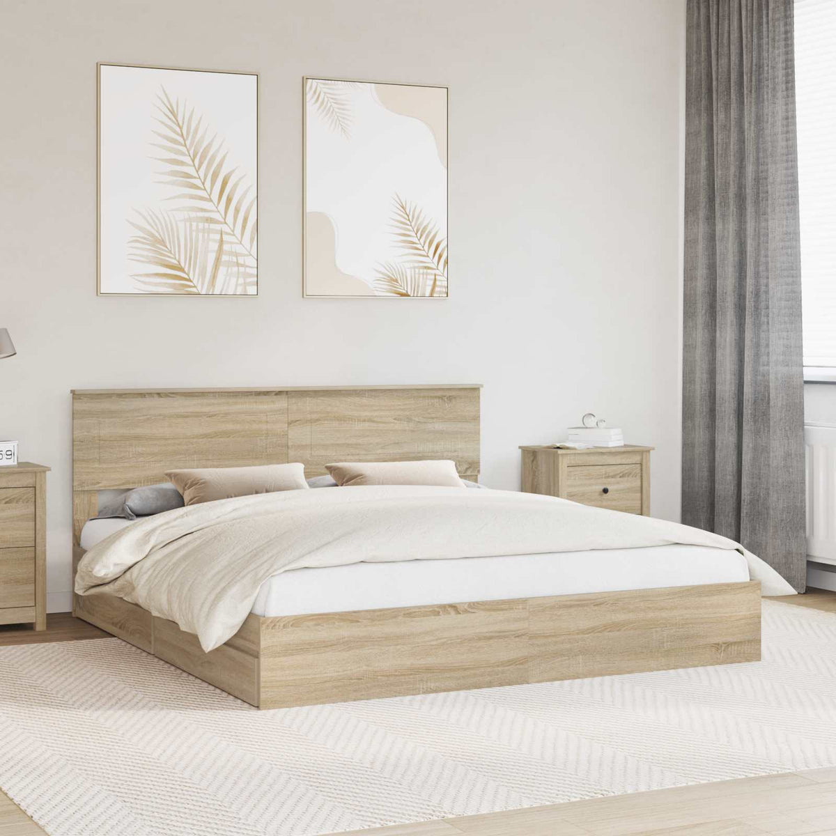 Storage Bed with Drawer Engineered Wood Length 200 cm Sonoma Oak 180 cm