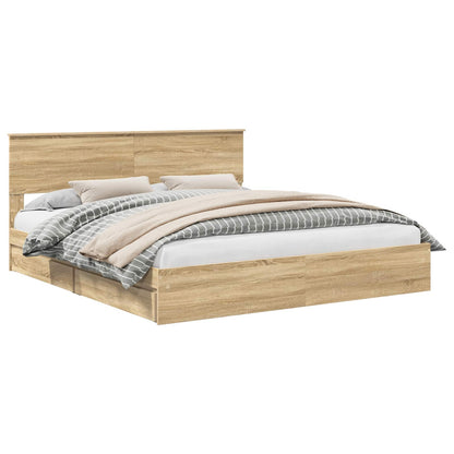 Storage Bed with Drawer Engineered Wood Length 200 cm Sonoma Oak 180 cm