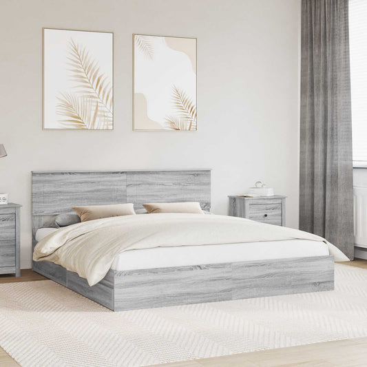Storage Bed Adjustable Engineered Wood Length Grey Sonoma