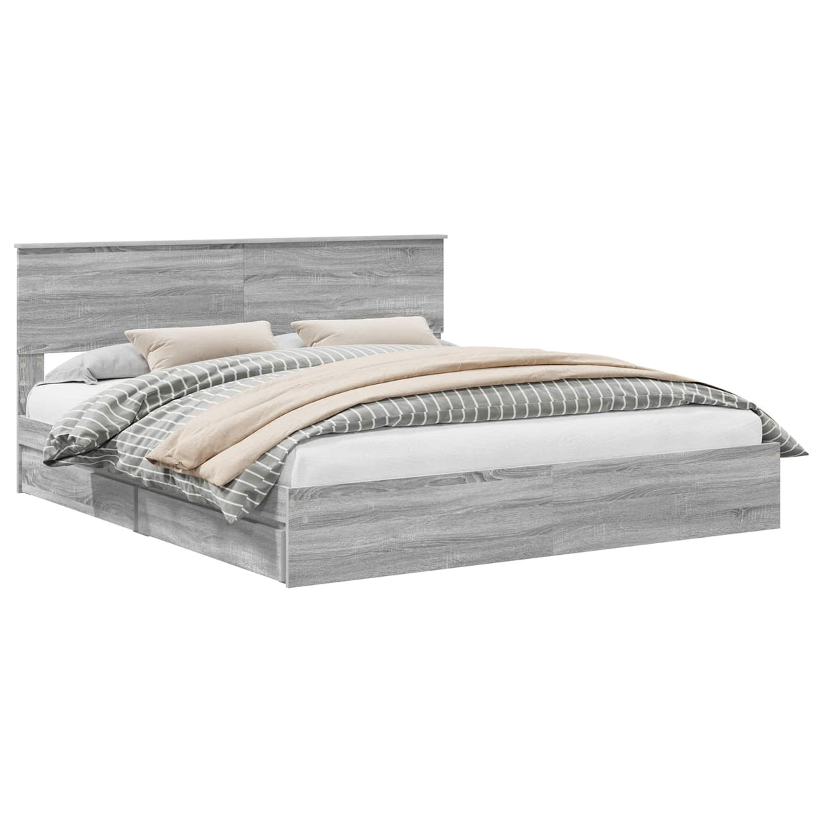 Storage Bed Adjustable Engineered Wood Length 200 cm Grey Sonoma 180 cm