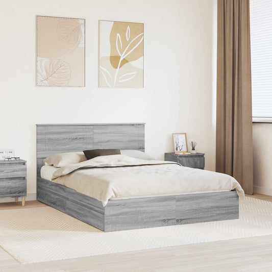 Storage Bed Adjustable Engineered Wood Length Grey Sonoma