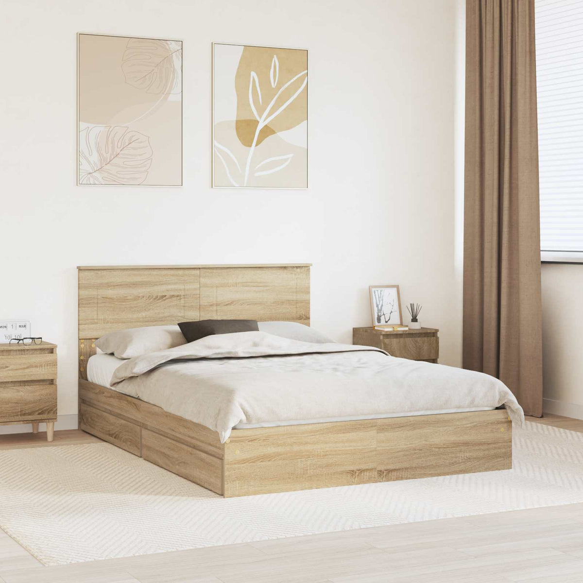 Storage Bed Drawer Engineered Wood Length Sonoma Oak