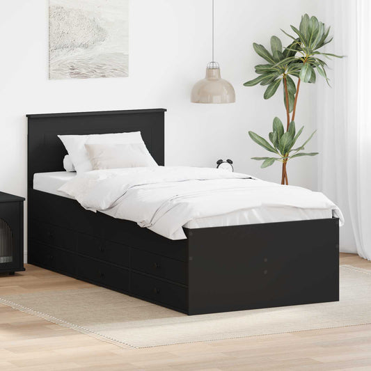 Daybed Manual and Black Engineered Wood Black 75 cm 190 cm