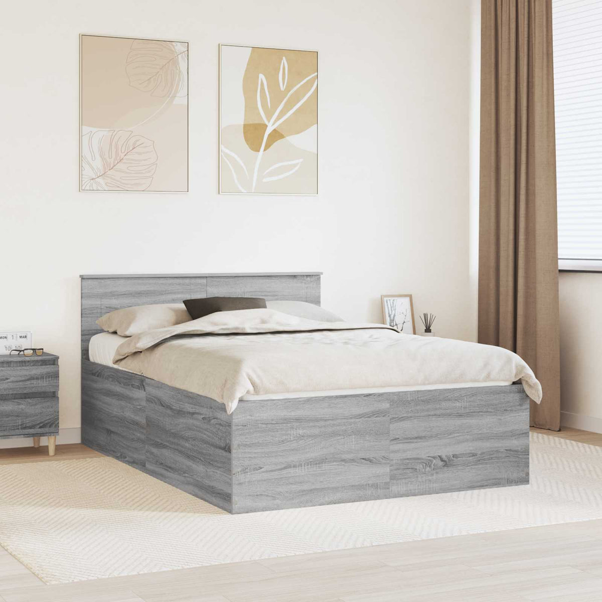 Bed Frame Engineered Wood Length Grey Sonoma