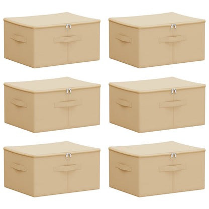 vidaXL Storage Box 6 pcs Non-woven fabric 50 x 30 x 25 cm 37.5 L Cream 2