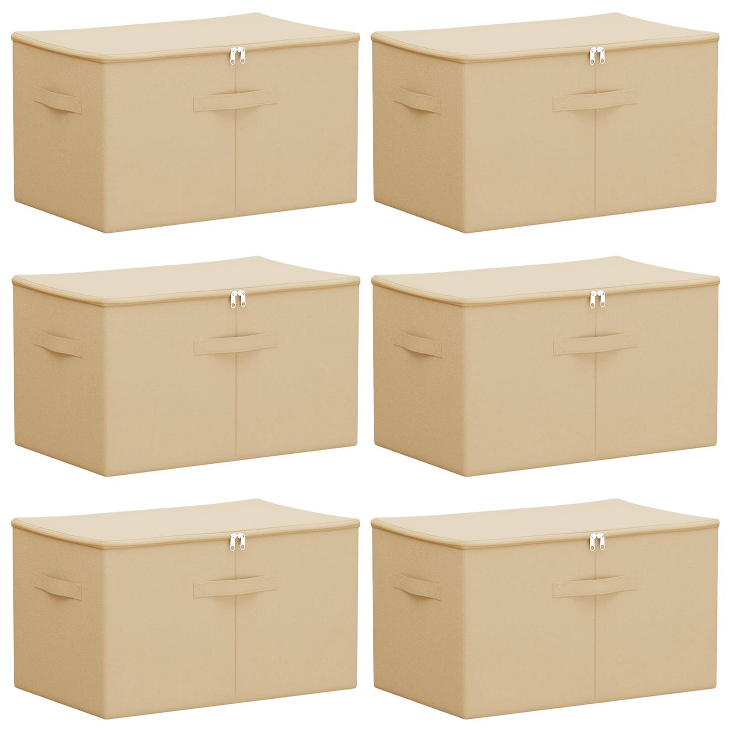 vidaXL Storage Box 6 pcs Non-woven fabric 55 x 35 x 32 cm 61.6 L Cream 2