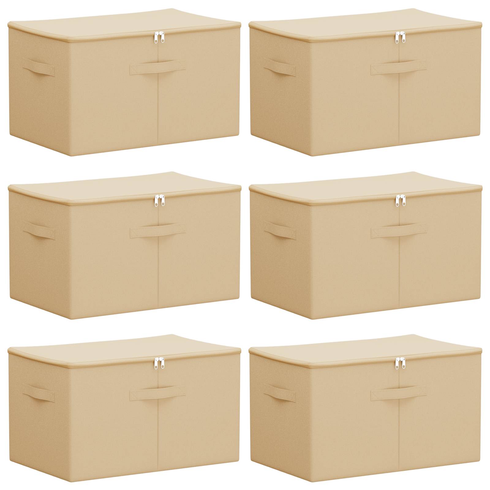 vidaXL Storage Box 6 pcs Non-woven fabric 60 x 43 x 35 cm 90.3 L Cream 2