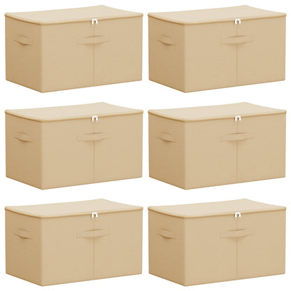 vidaXL Storage Box 6 pcs Non-woven fabric 60 x 43 x 35 cm 90.3 L Cream 2
