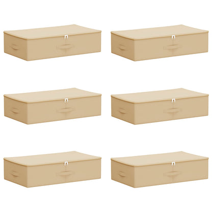 vidaXL Storage Box 6 pcs Non-woven fabric 70 x 40 x 18 cm 50.4 L Cream 2