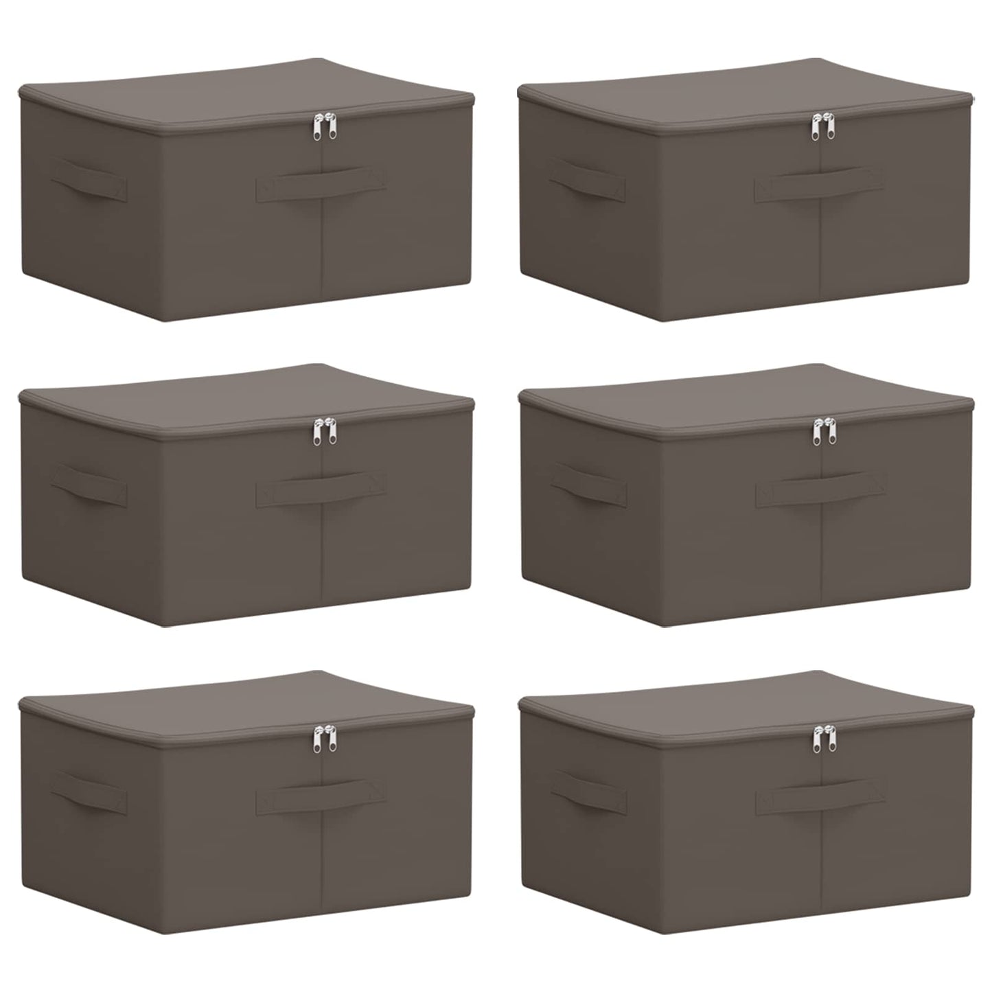 vidaXL Storage Box 6 pcs Non-woven fabric 50 x 30 x 25 cm 37.5 L Grey 2