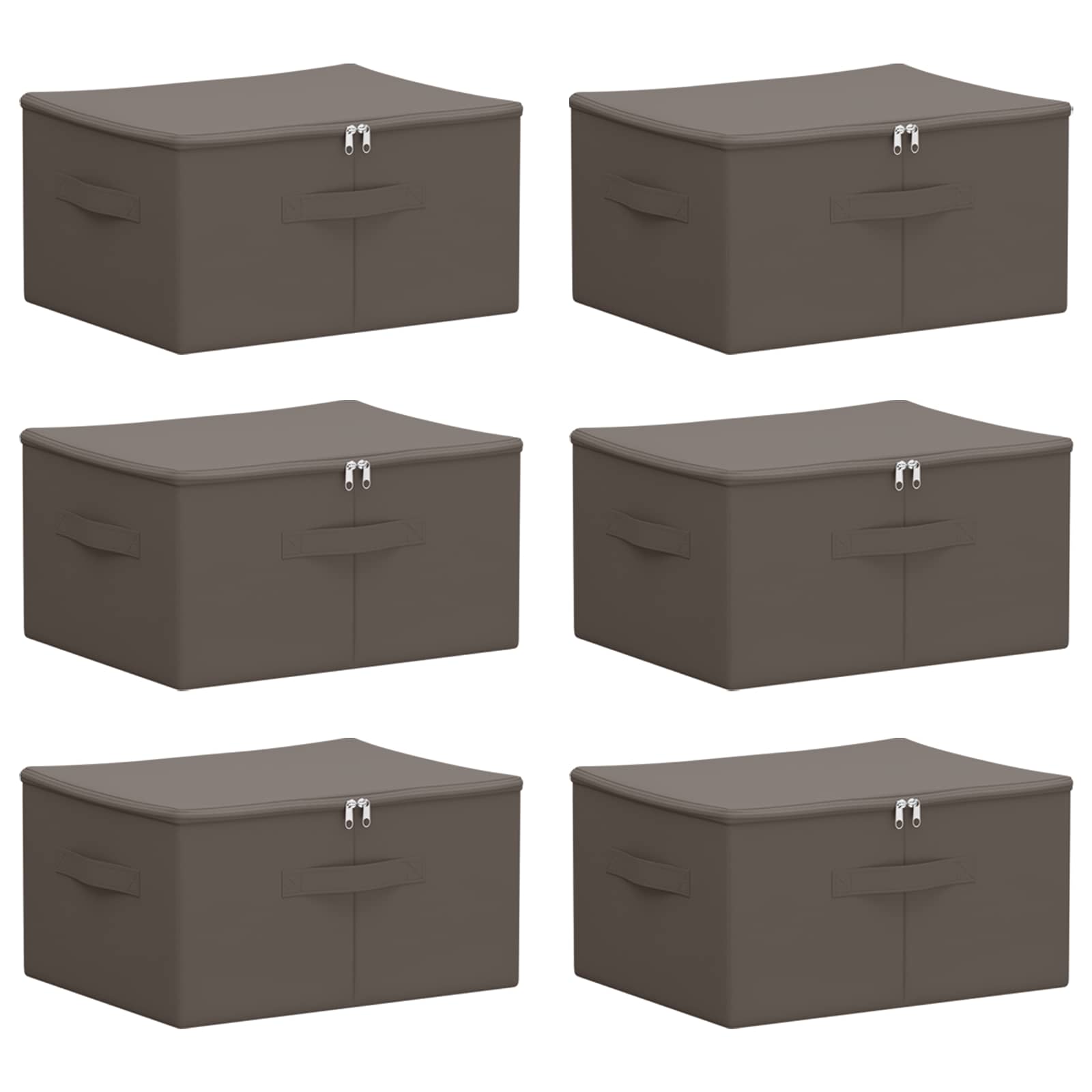 vidaXL Storage Box 6 pcs Non-woven fabric 50 x 30 x 25 cm 37.5 L Grey 2