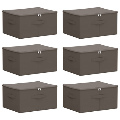 vidaXL Storage Box 6 pcs Non-woven fabric 50 x 30 x 25 cm 37.5 L Grey 2