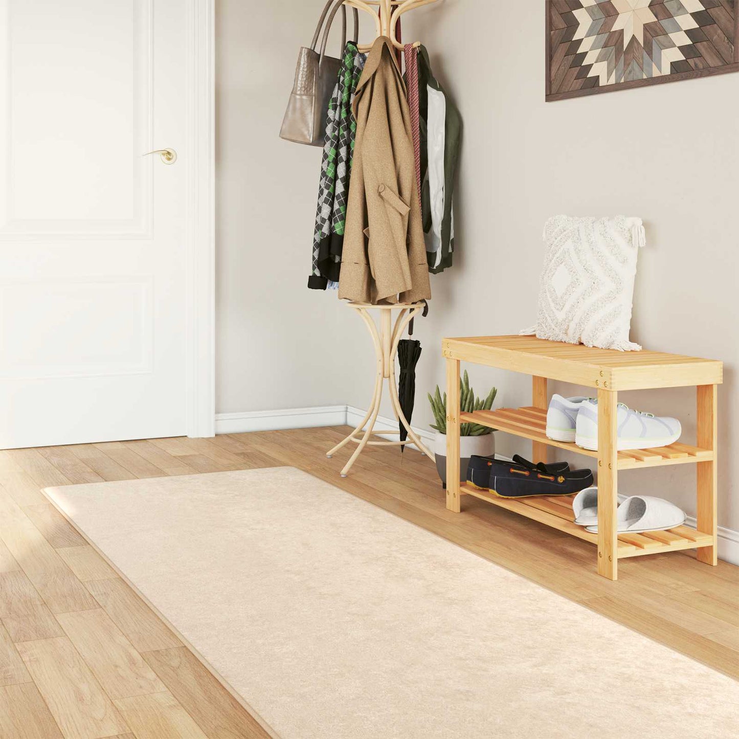 vidaXL Rug Runner MARSA Cream 80 x 400 cm Polyester and PVC 1