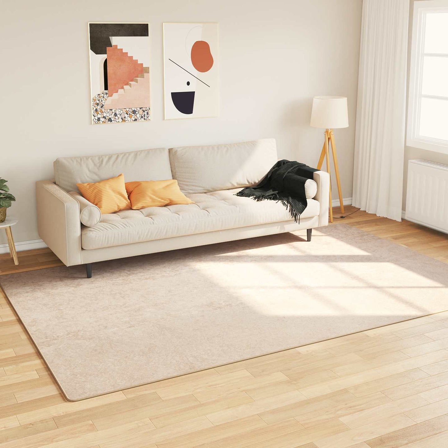 vidaXL Rug Runner MARSA Cream 150 x 230 cm Polyester and PVC 1