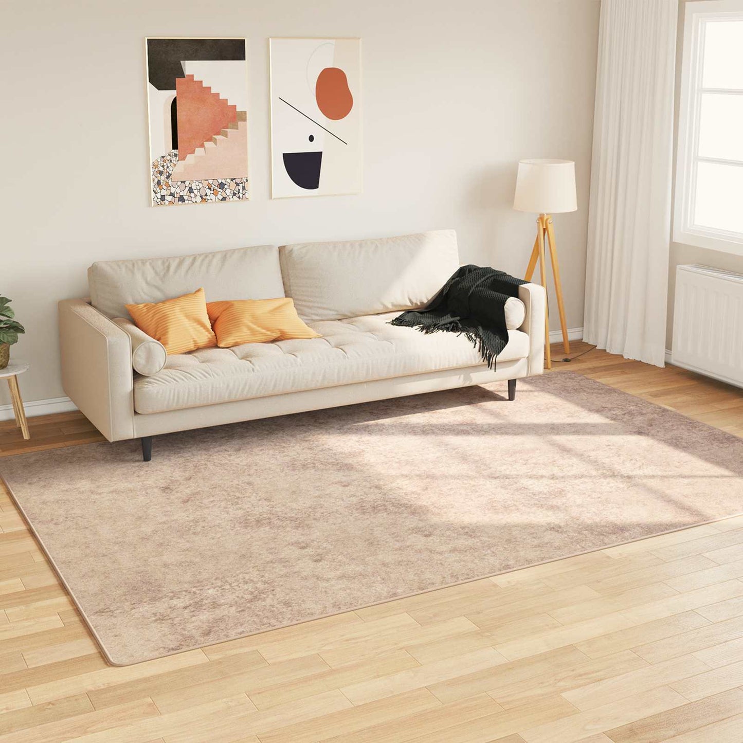 vidaXL Rug Runner MARSA Beige 150 x 230 cm Polyester and PVC 1