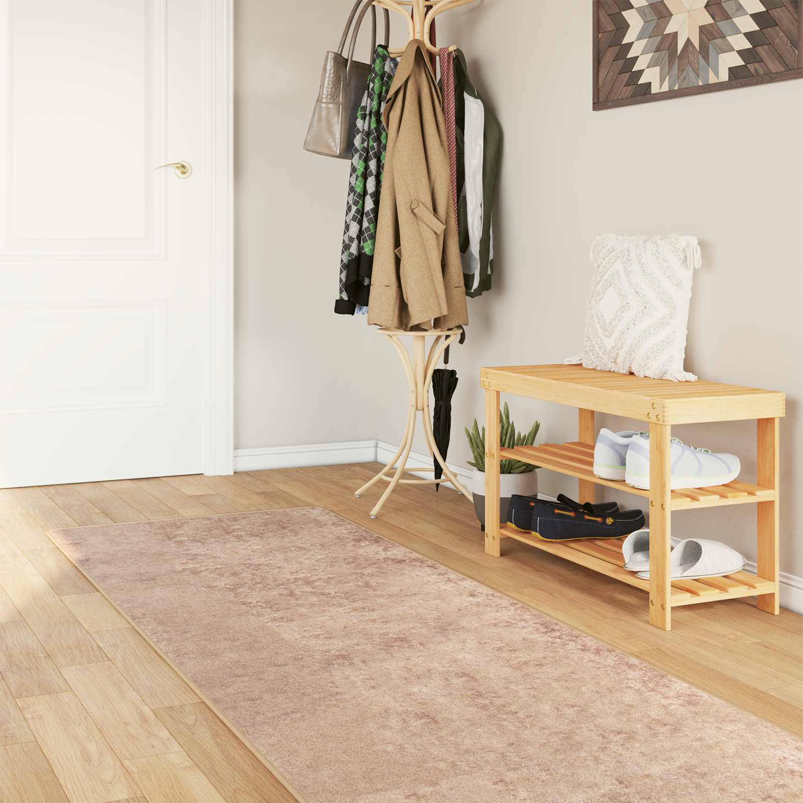 vidaXL Rug Runner MARSA Sand 80 x 400 cm Polyester and PVC 1