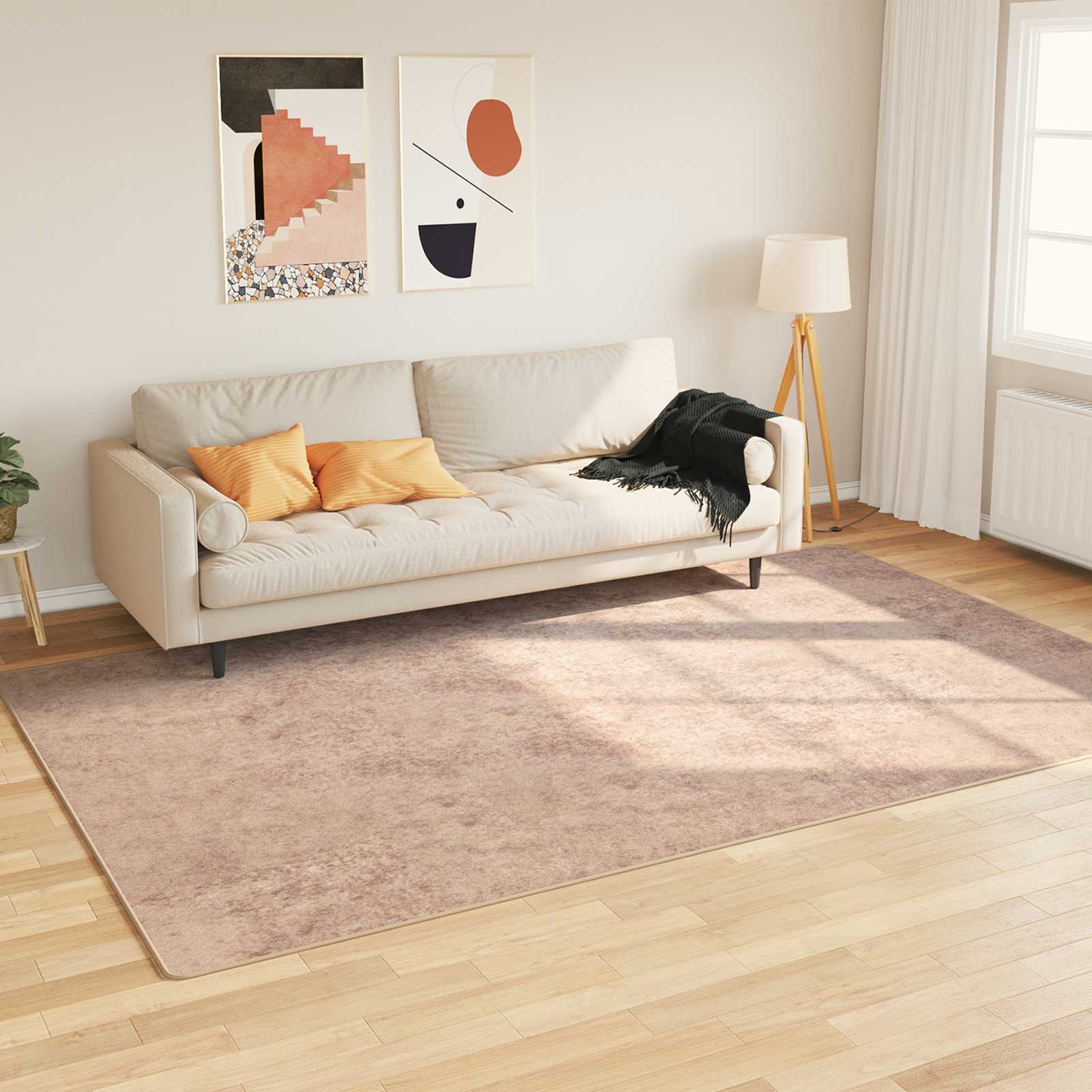 vidaXL Rug Runner MARSA Sand 150 x 230 cm Polyester and PVC 1