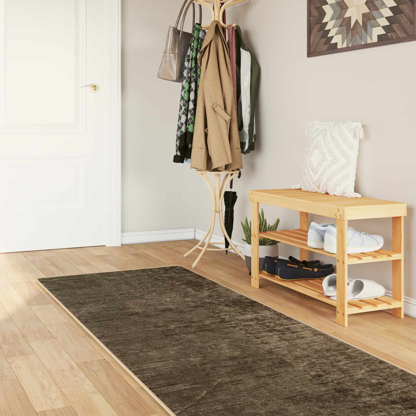 vidaXL Rug Runner MARSA Forest Green 80 x 400 cm Polyester and PVC 1