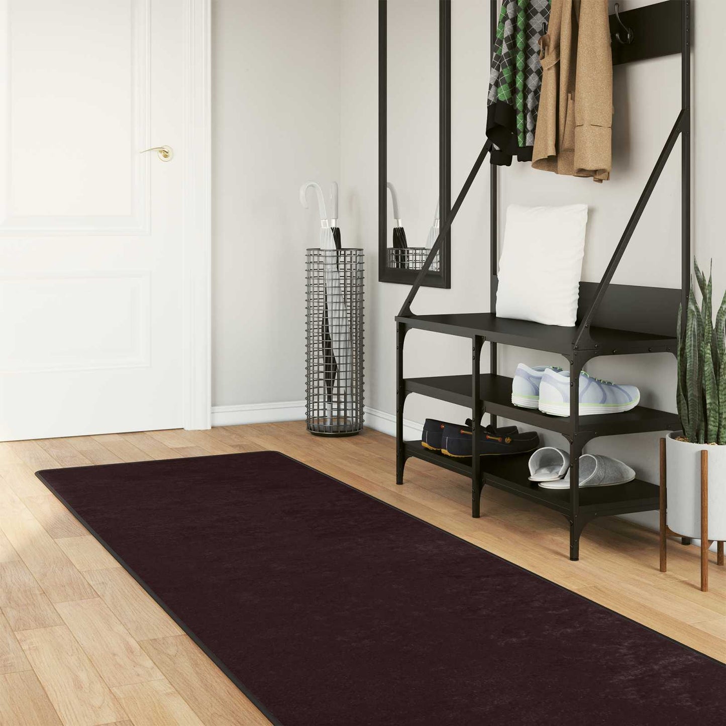 vidaXL Rug Runner MARSA Anthracite 80 x 450 cm Polyester and PVC 1