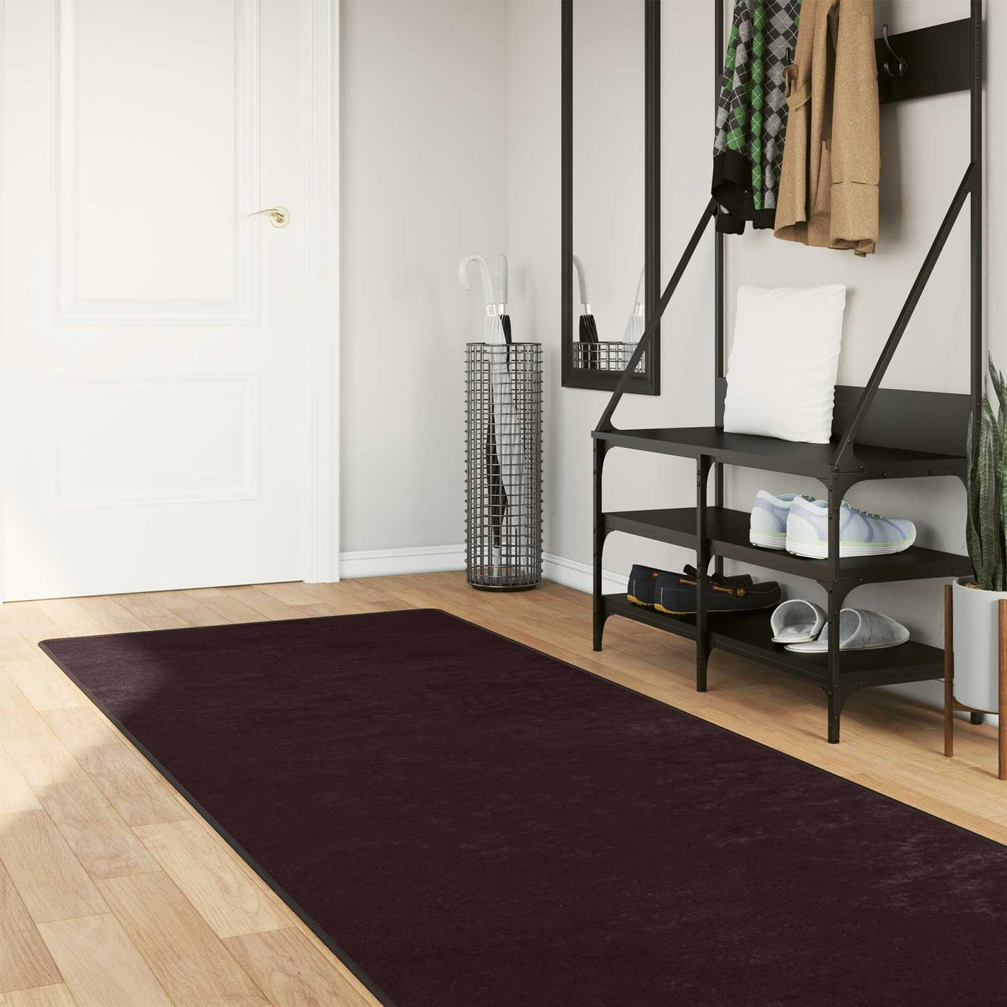 vidaXL Rug Runner MARSA Anthracite 100 x 350 cm Polyester and PVC 1
