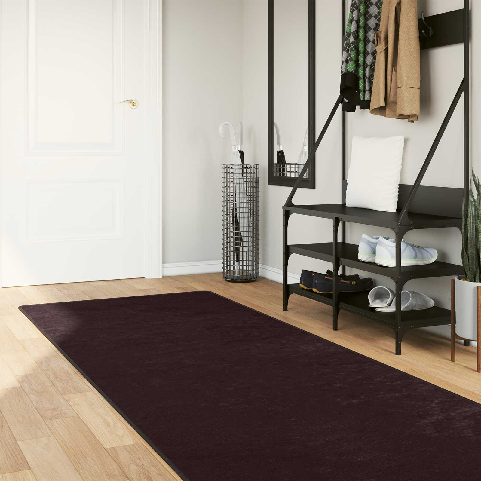 vidaXL Rug Runner MARSA Anthracite 100 x 350 cm Polyester and PVC 1