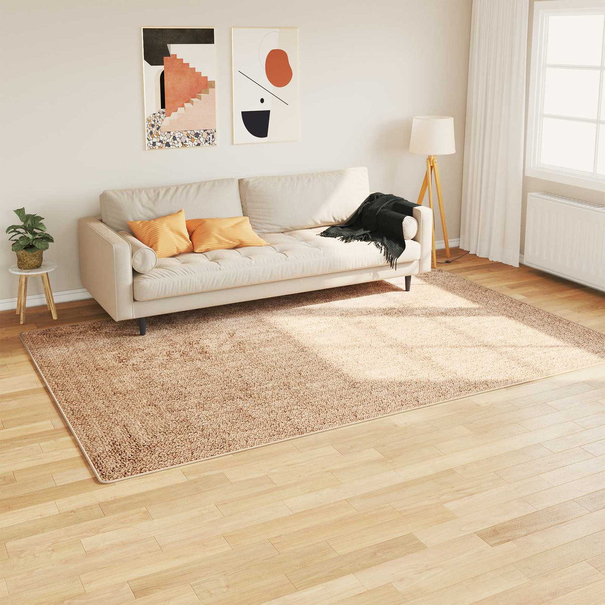 vidaXL Rug Runner MARSA Polyester and PVC Brown 100 x 300 cm – 190 x 300 cm