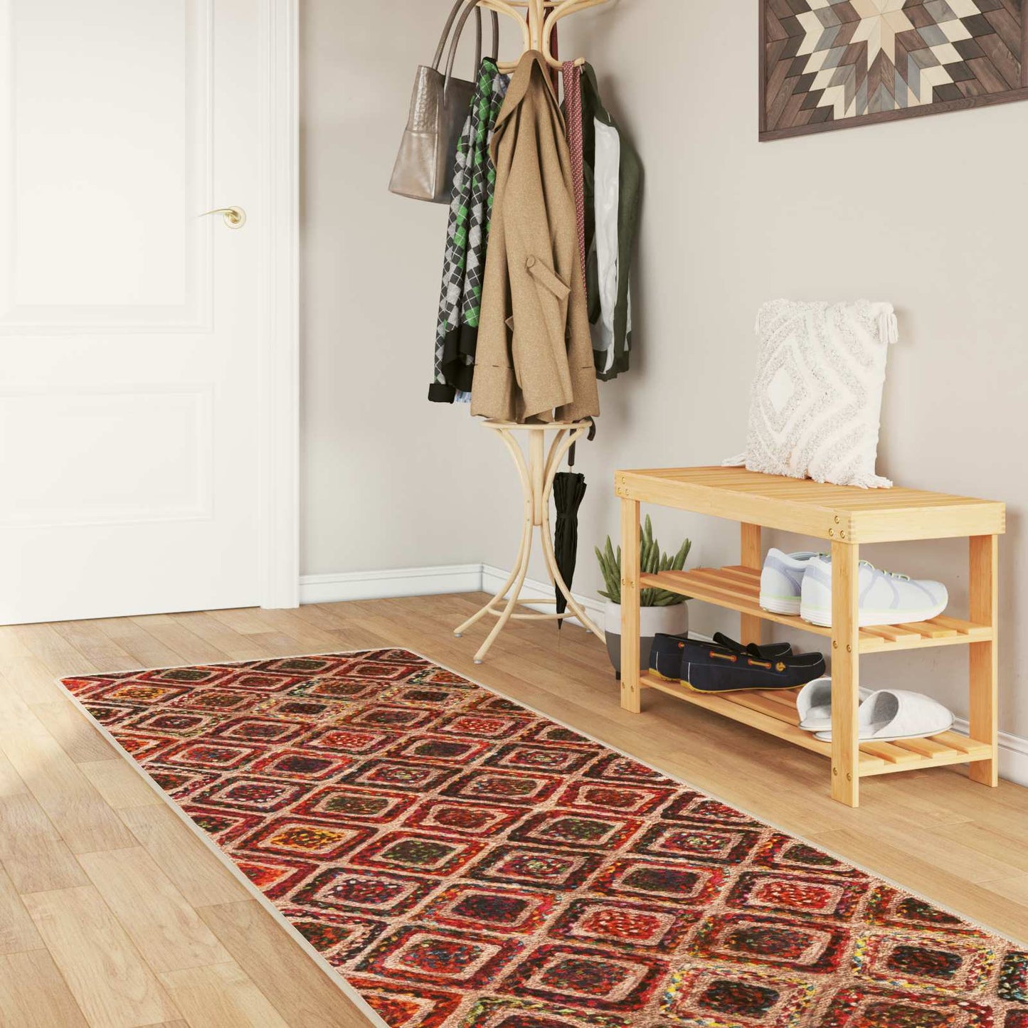 vidaXL Rug Runner MARSA Multicolour 100 x 300 cm Polyester and PVC 1