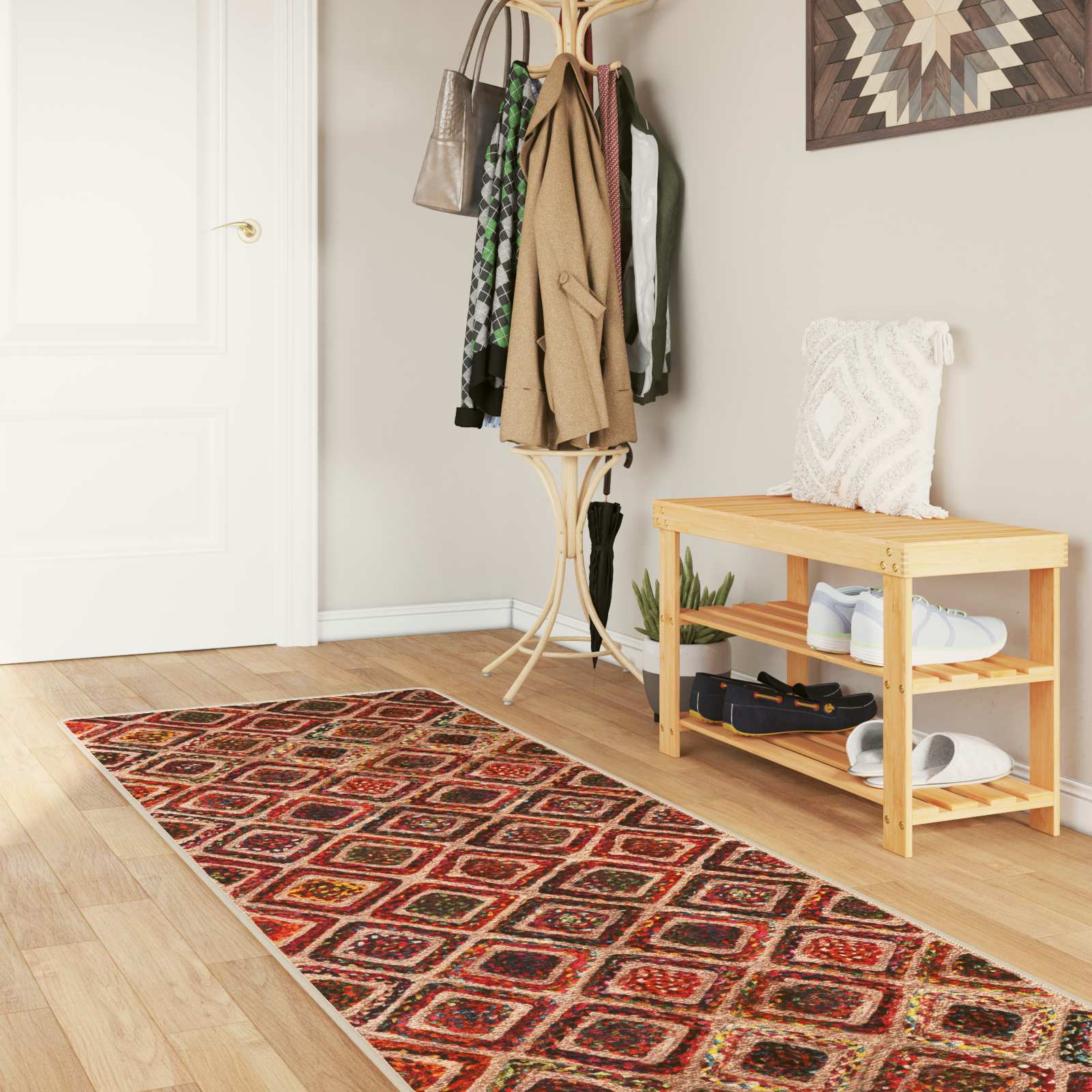 vidaXL Rug Runner MARSA Multicolour 100 x 350 cm Polyester and PVC 1