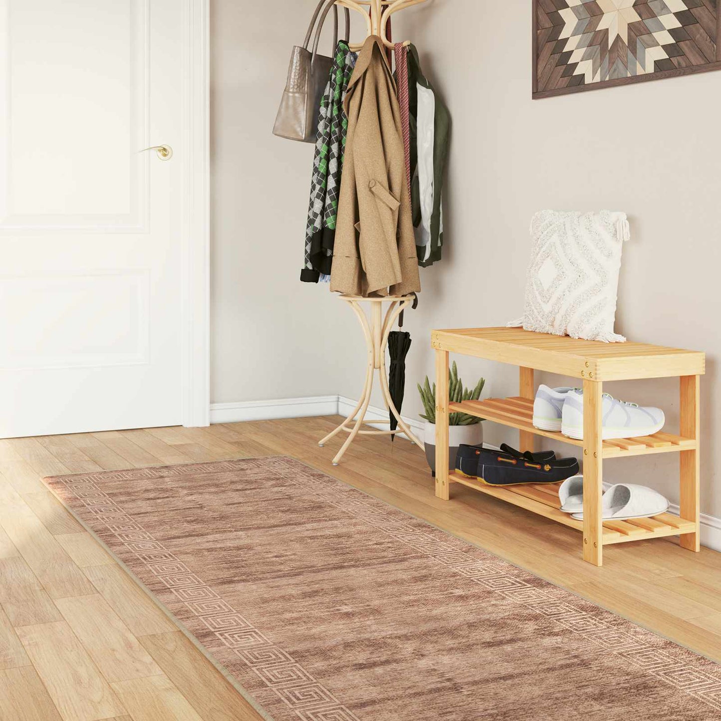 vidaXL Rug Runner MARSA White 100 x 350 cm Polyester and PVC 1