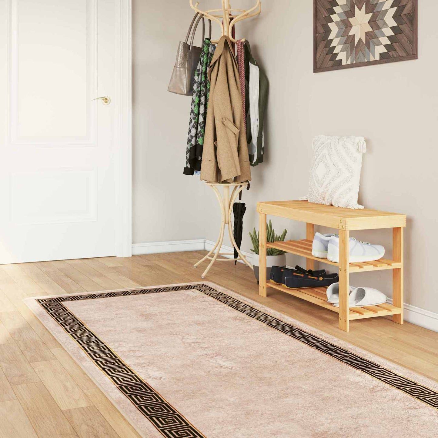 vidaXL Rug Runner MARSA Black 100 x 350 cm Polyester and PVC 1