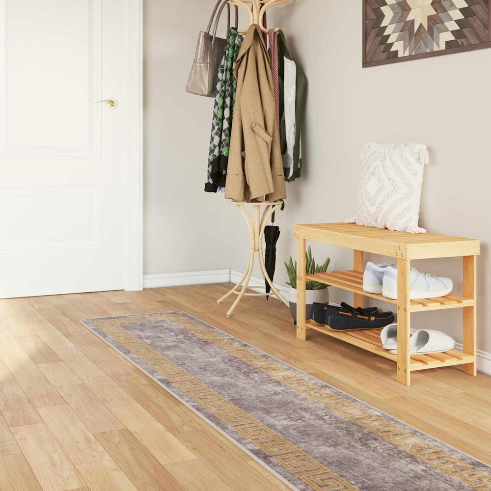 vidaXL Rug Runner MARSA Polyester and PVC Grey and Gold 50 x 100 cm – 100 x 250 cm
