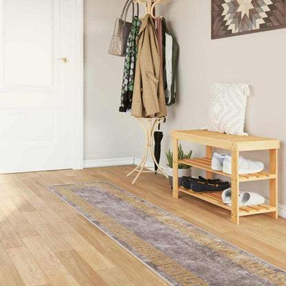 vidaXL Rug Runner MARSA Polyester and PVC Grey and Gold 50 x 100 cm – 100 x 250 cm