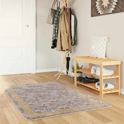 vidaXL Rug Runner MARSA Polyester and PVC Grey and Gold 50 x 100 cm – 100 x 250 cm
