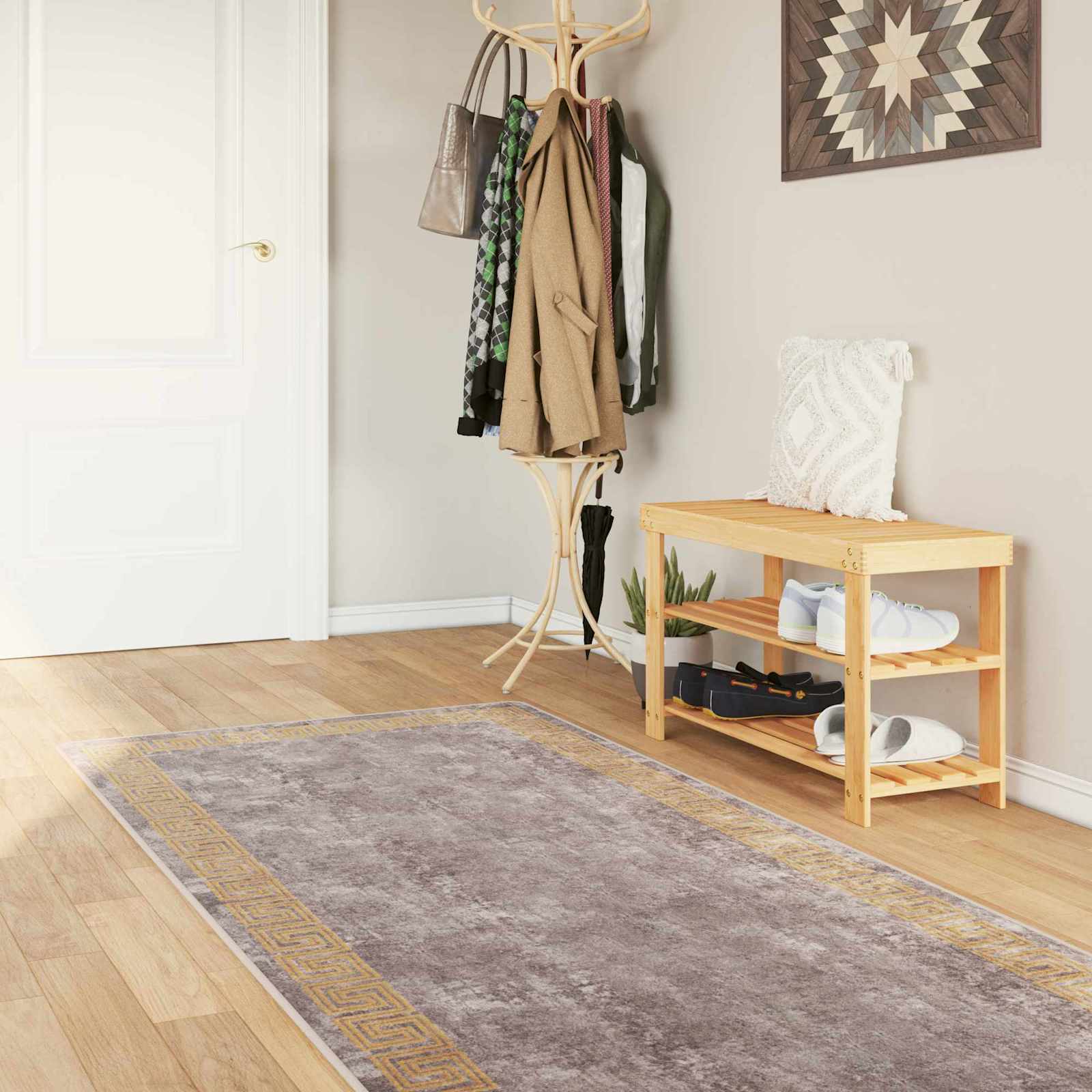 vidaXL Rug Runner MARSA Grey 100 x 350 cm Polyester and PVC 1