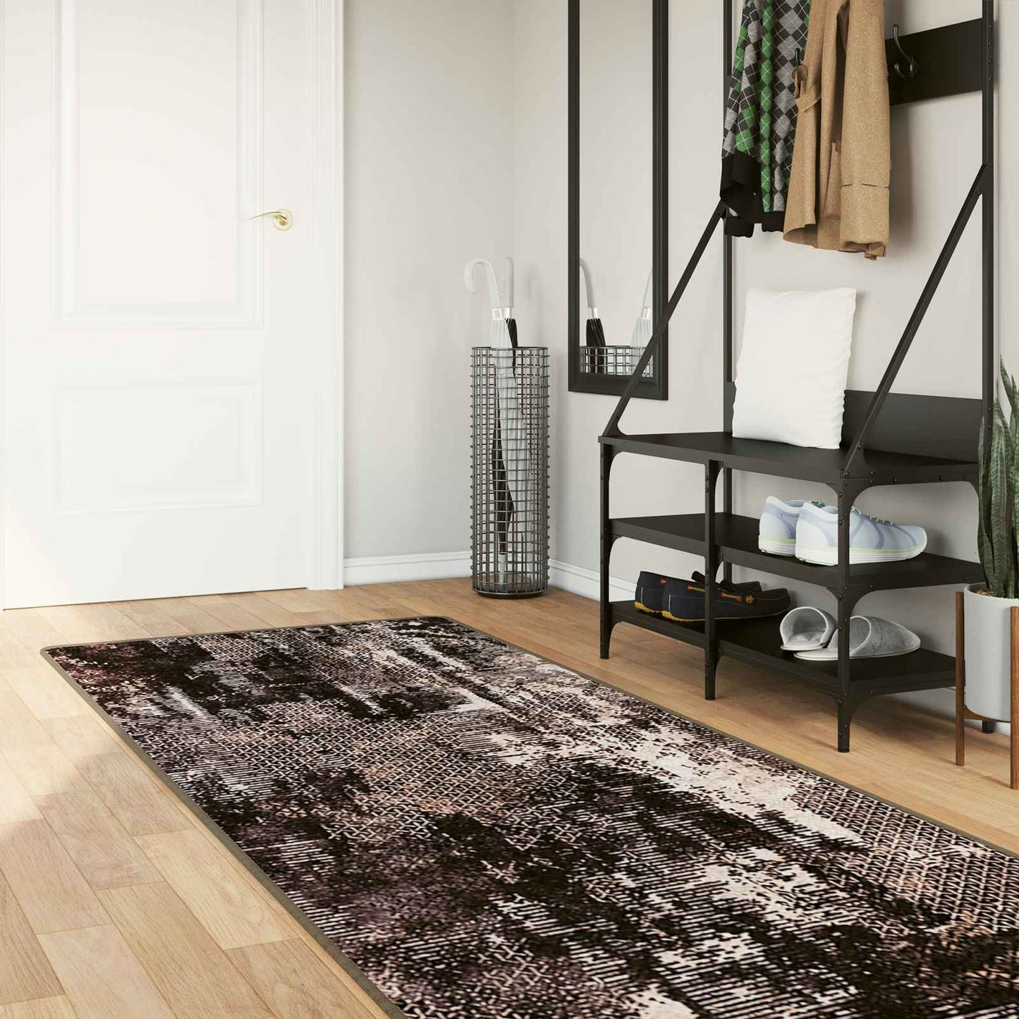 vidaXL Rug Runner MARSA Black 100 x 350 cm Polyester and PVC 1
