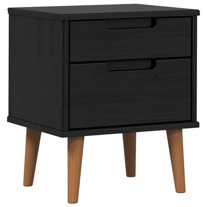vidaXL Bedside Cabinet MOLDE Black 40 x 35 x 48 cm Solid Pine Wood 2
