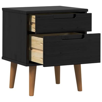 vidaXL Bedside Cabinet MOLDE Black 40 x 35 x 48 cm Solid Pine Wood 4