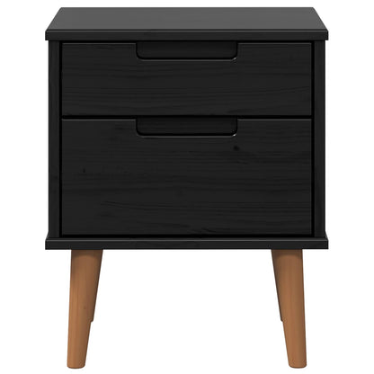 vidaXL Bedside Cabinet MOLDE Black 40 x 35 x 48 cm Solid Pine Wood 5