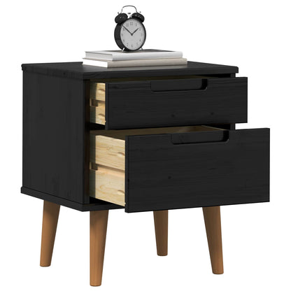 vidaXL Bedside Cabinet MOLDE Black 40 x 35 x 48 cm Solid Pine Wood 3