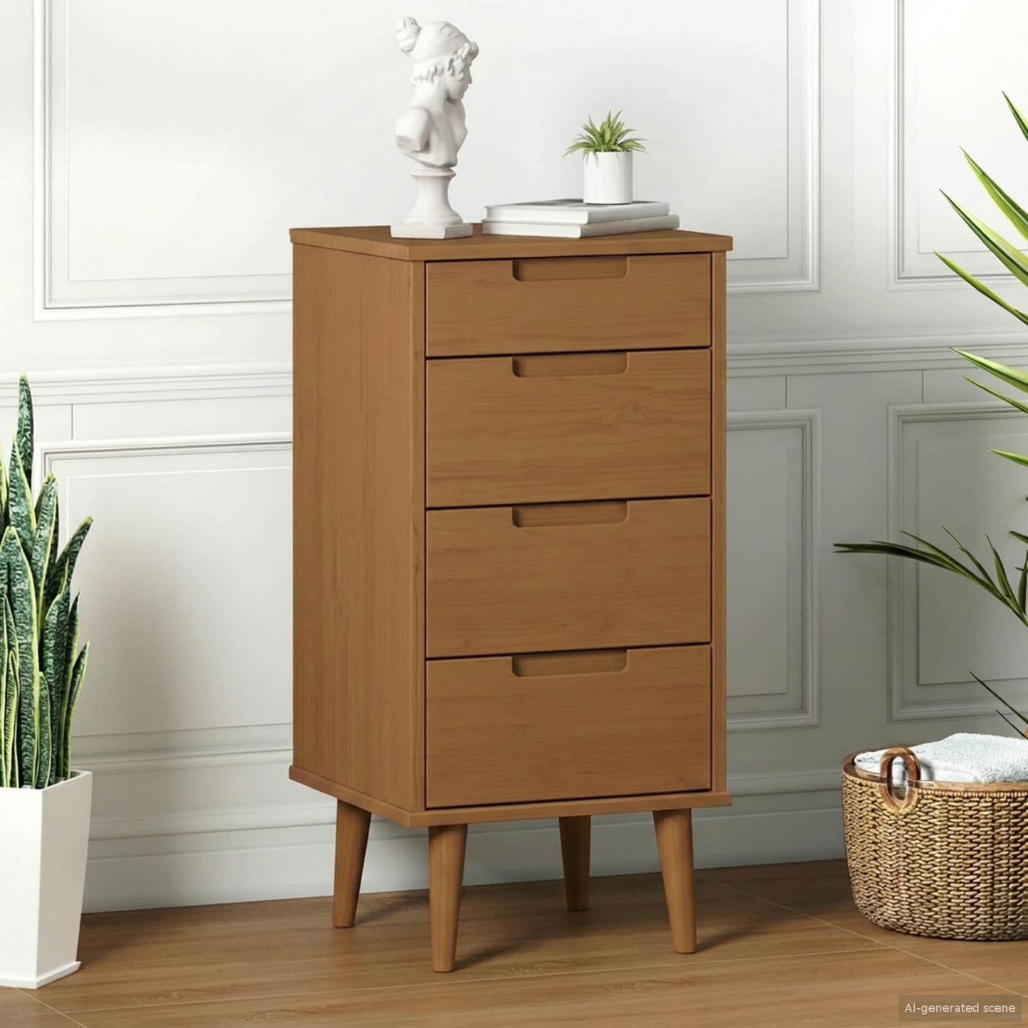 vidaXL Chest of Drawers MOLDE Caramel 40 x 35 x 82 cm Solid Pine Wood 1