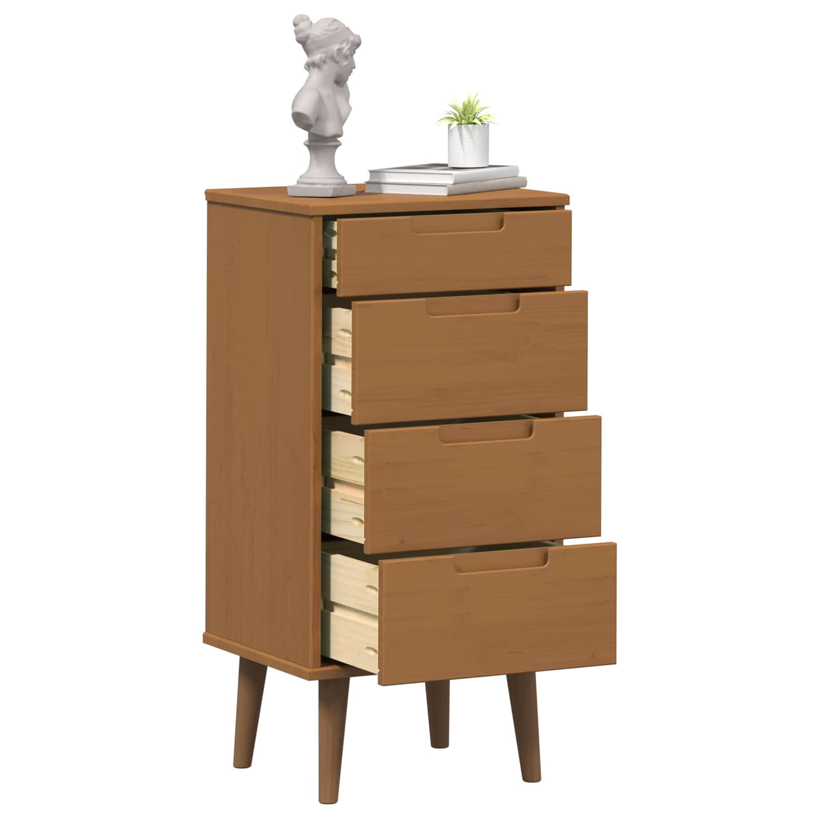 vidaXL Chest of Drawers MOLDE Caramel 40 x 35 x 82 cm Solid Pine Wood 3