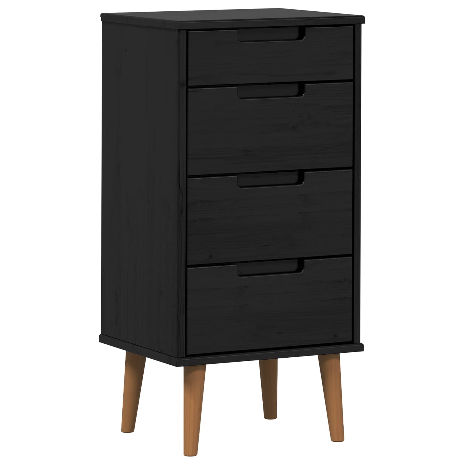 vidaXL Chest of Drawers MOLDE Black 40 x 35 x 82 cm Solid Pine Wood 2