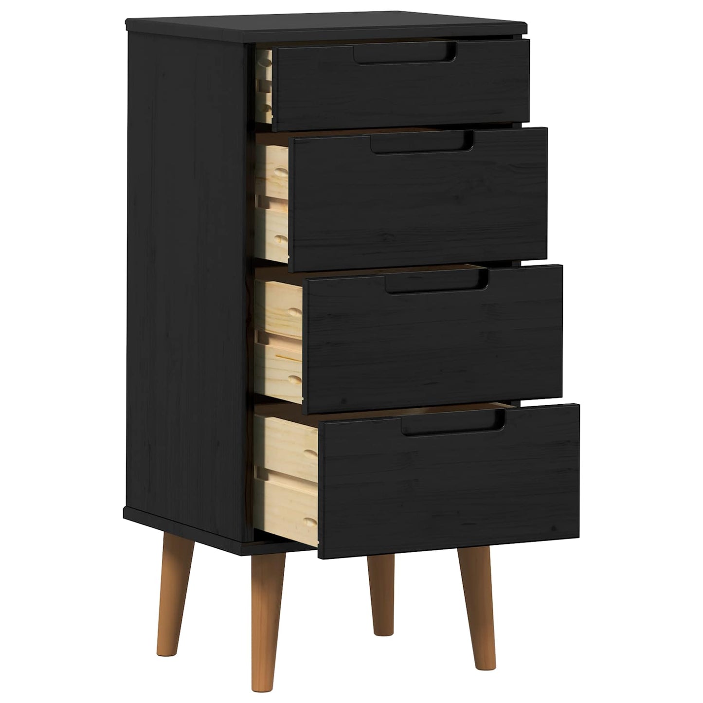 vidaXL Chest of Drawers MOLDE Black 40 x 35 x 82 cm Solid Pine Wood 4
