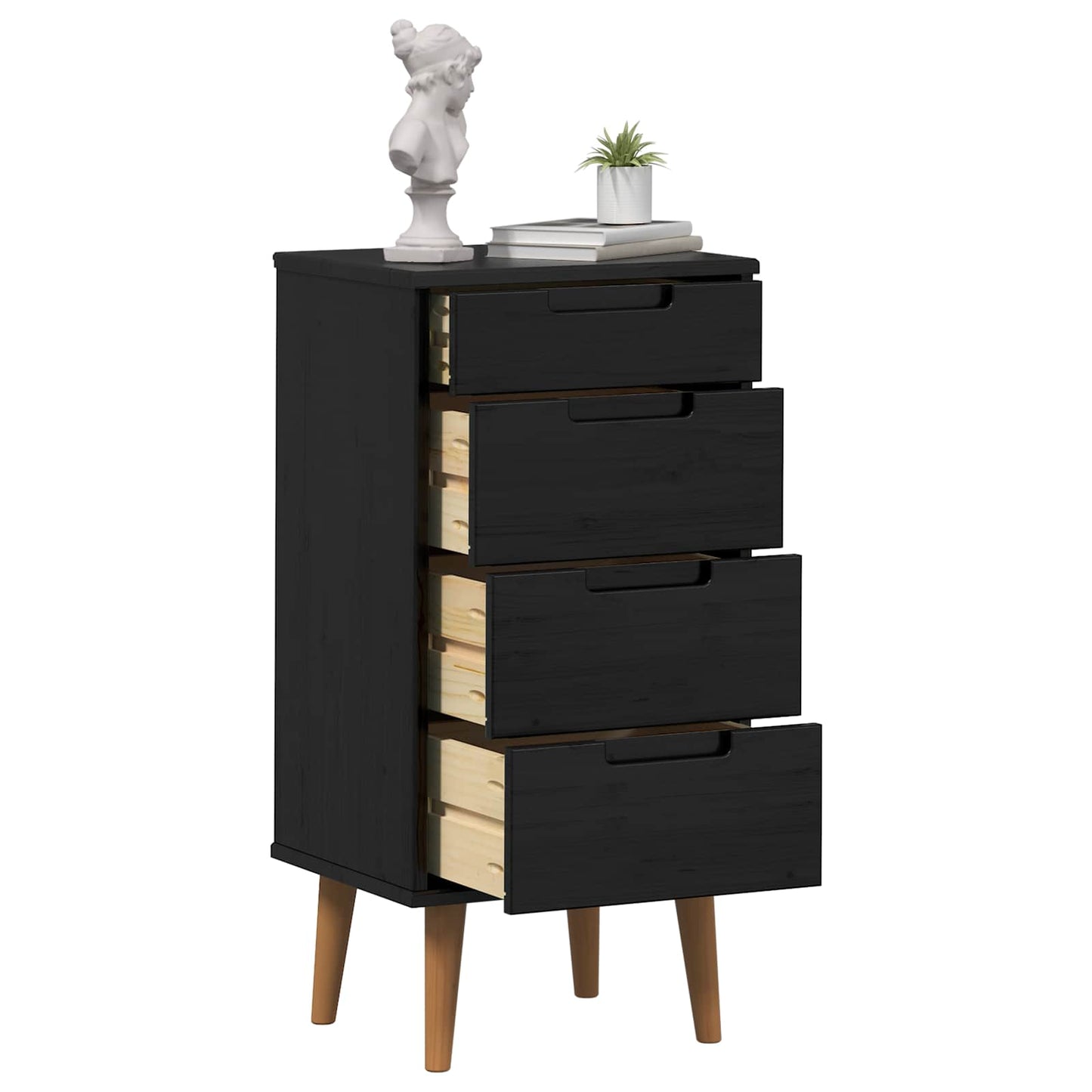 vidaXL Chest of Drawers MOLDE Black 40 x 35 x 82 cm Solid Pine Wood 3